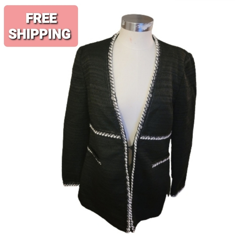 Zara: NWT Braided Trim Tweed Blazer